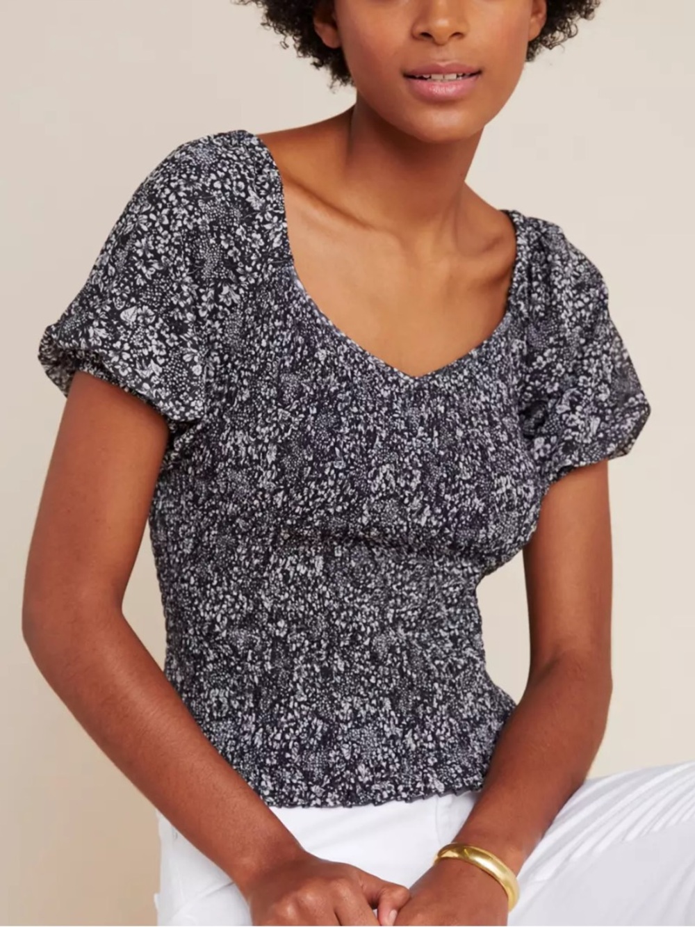 Anthropologie Aurelia Smocked Top
